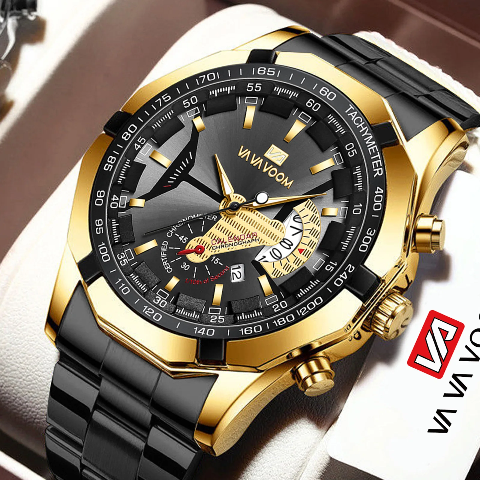 Luxury Analog Waterproof Men's Watch reloj hombre Large Dial Quartz watches for men Stainless Steel Band relogios masculino