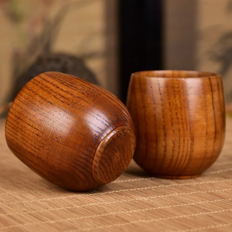 Wooden Mugs Japanese Style Vintage Teacup Handmade Natural Wood Coffee Espresso Cups Sour Jujube Cup for Kitchen Teaware