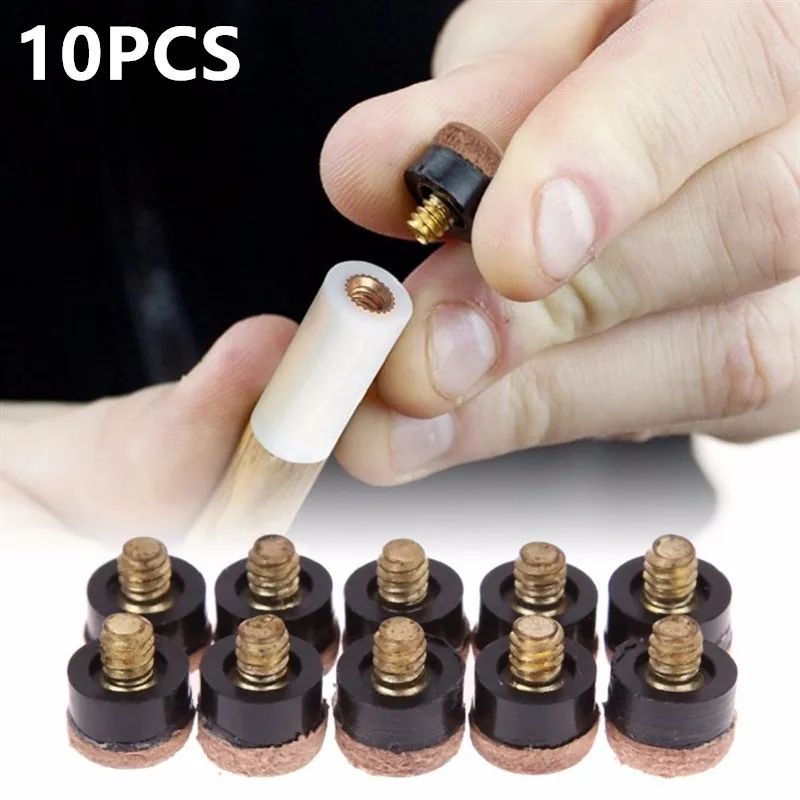 10Pcs Billiard Replacement Set Pool Cue Tip Cover Screw On Cue Tips Pool Billiard Cue Stick Ferrules Screw-On Tips for Snooker