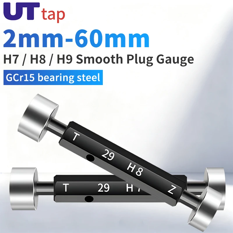 UT TAP 1PCS H7/H8/H9 Φ2-60mm Smooth Plug Gauge GO and NOGO Inner Diameter Gauge Hole Gauge Plain Limit Gauge Measuring Tool