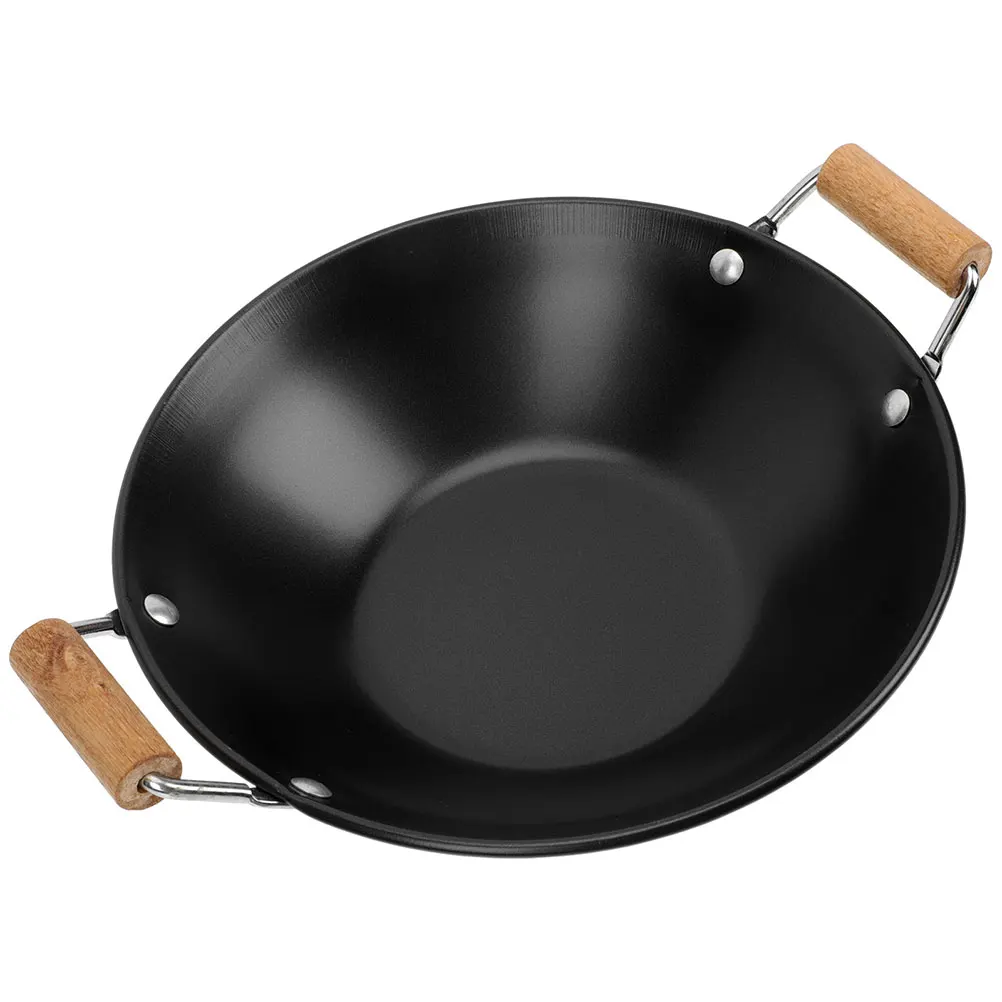 Uso quotidiano cibo Wok doppio manico in legno pentola calda cucina cucina Wok fornitura domestica