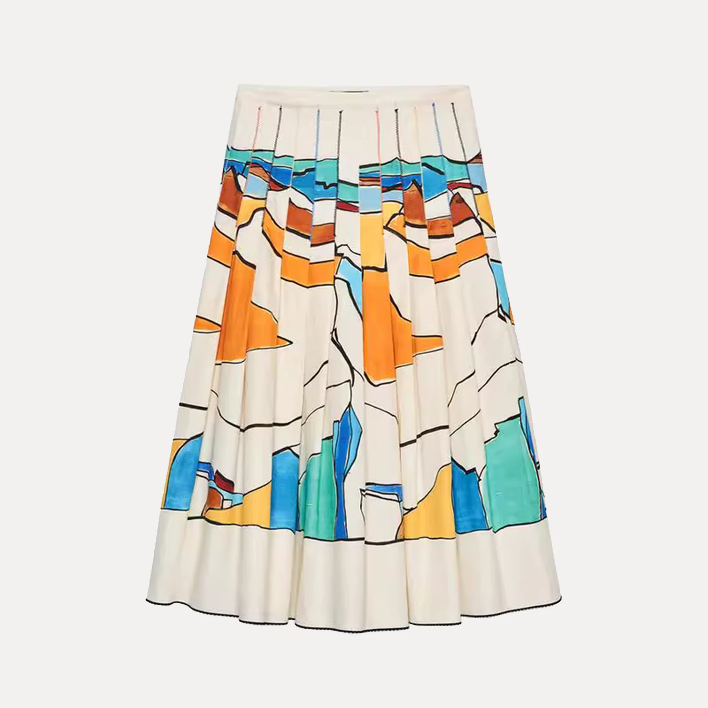 تنورة نسائية صيفية جديدة لعام 2025 ذات ثنيات واسعة ومطبوعة بحامل مناسب من ألياف البوليستر ملابس يومية ماركة Z #5