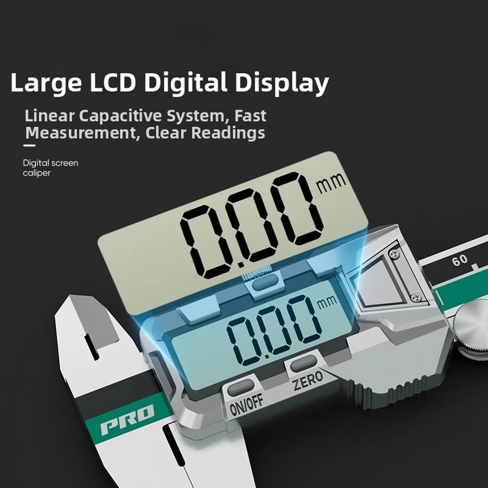 Stainless Steel Digital Caliper Large LCD Screen High Accuracy 0.01mm Resolution Metric For Imperial Unit Conversion Measuring T