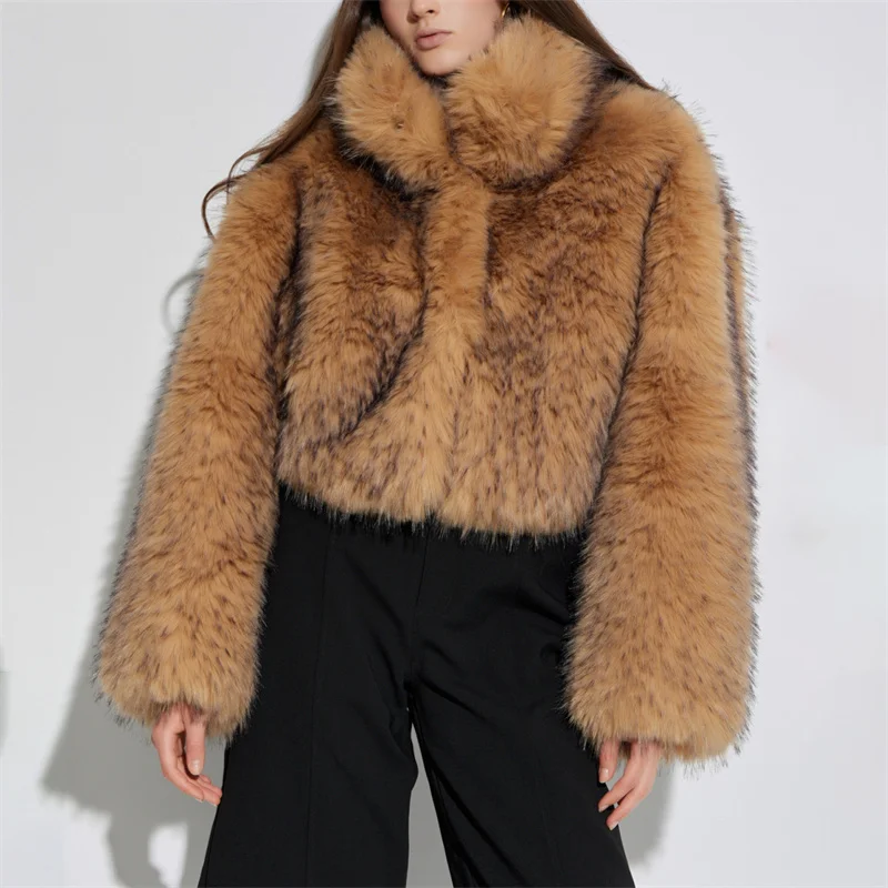 

Женская шуба 2025 г. Новая повседневная женская зимняя куртка с воротником-стойкой ветрозащитное и теплое толстое пальто Женская зимняя дубленка