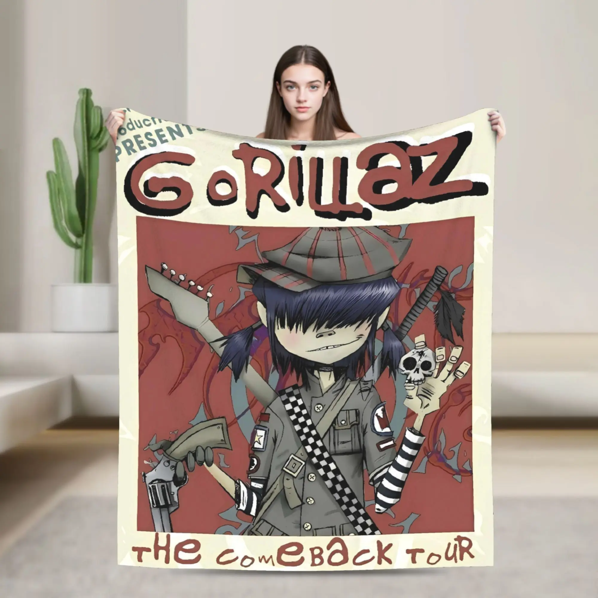 

Music Band G-gorillazs Flannel Blankets Super Warm Throw Blanket for Bedroom Camping Graphic Bedspread Sofa Bed Cover
