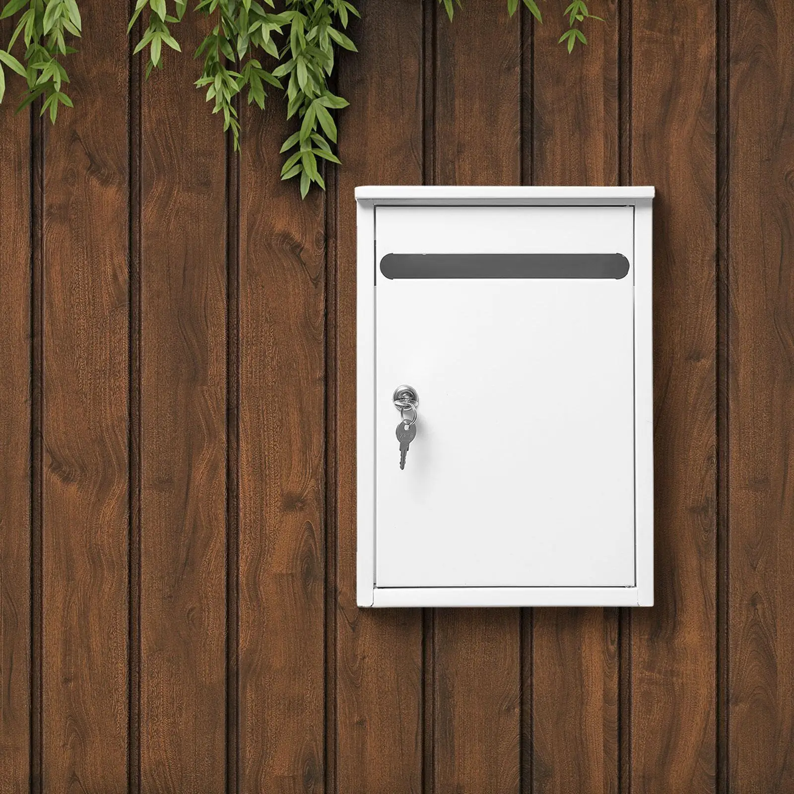 

Wall Mount Locking Mailbox Villa Area Anti Ruse Entryway Gate Storage Box Porch Courtyard Package Drop with Keys Metal Postbox