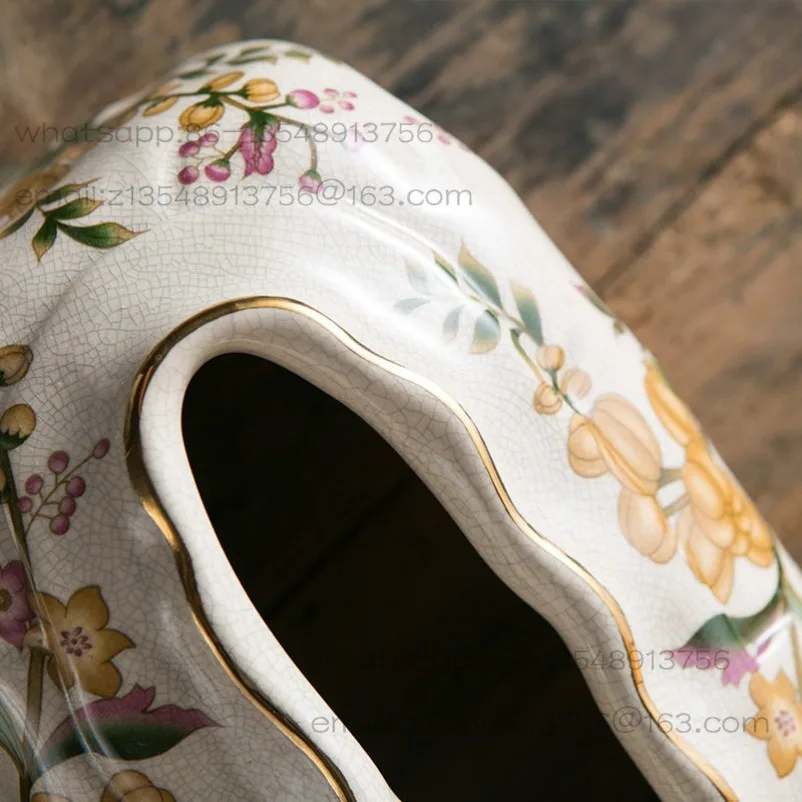 American Ceramic Tissue Box, Living Room Light Luxury Pumping Carton, European High-end High-end Creative Ornament