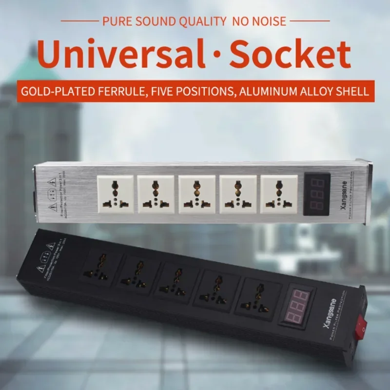 Hifi-Audio-Adapter aus Aluminium legierung Leistungs filter Überlast schutz 5-Loch-Verstärker Universal-Steckdose