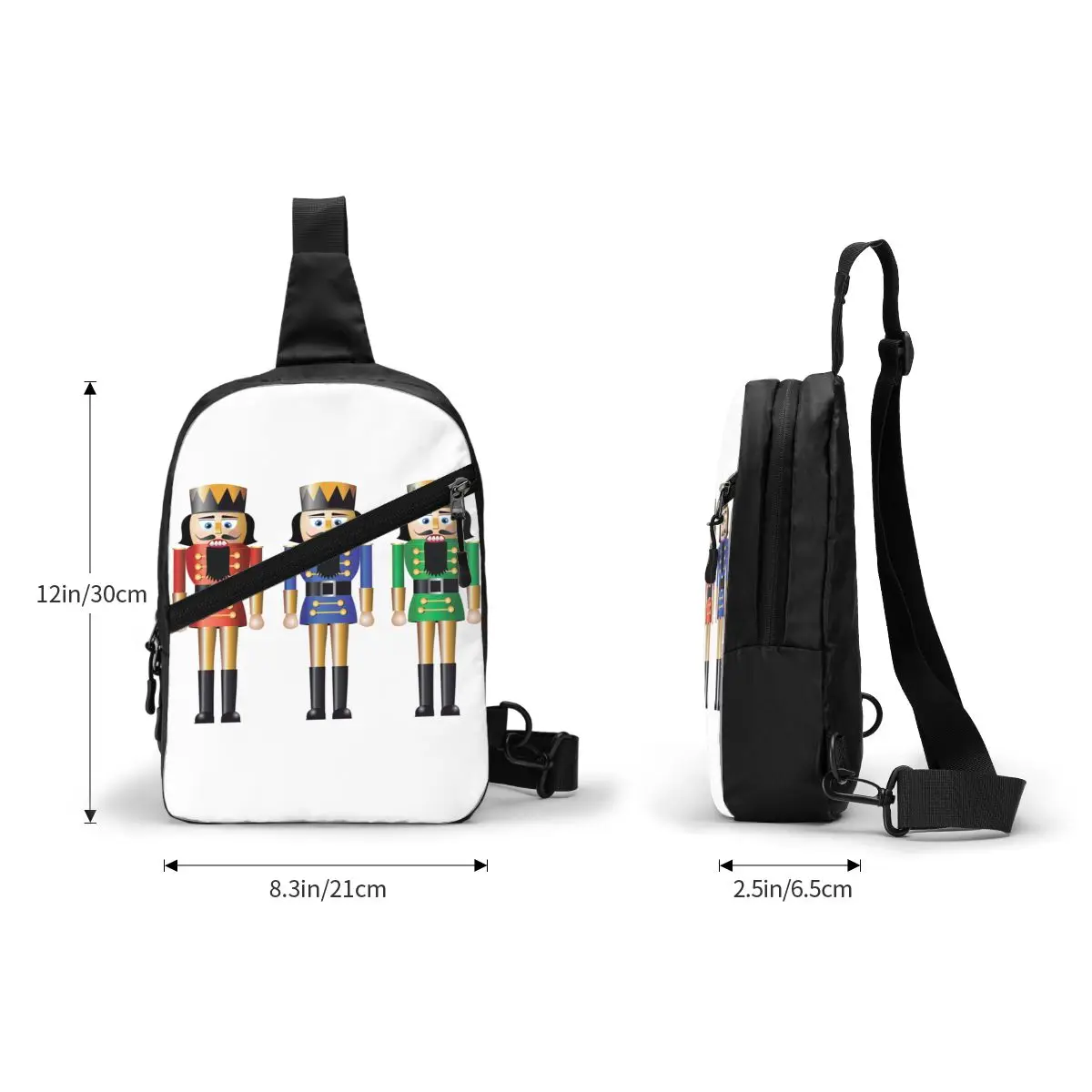 Cartoon Speelgoed Soldaat Kerst Notenkraker Sling Tas Voor Mannen Mode Schouder Borst Crossbody Rugzak Fietsen Camping Dagrugzak