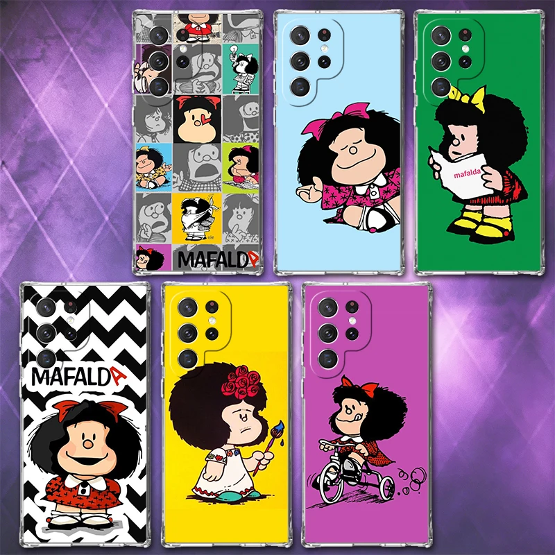 Mafalda Cartoon Cute Soft Phone Case For Samsung Galaxy S26 S25 Edge S24 S23 Ultra S21 S20 FE S22 Plus + Pattern Back Cover