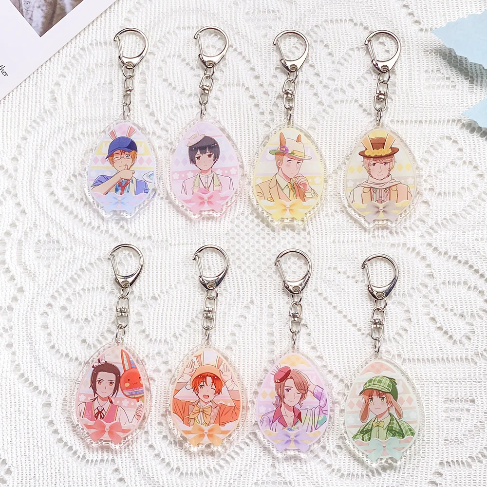 1/8PCS Anime Characters Hetalia Acrylic Keychain Accessories Cartoon Keyrings Friends Gifts Funny Bag Charms Backpack Pendant
