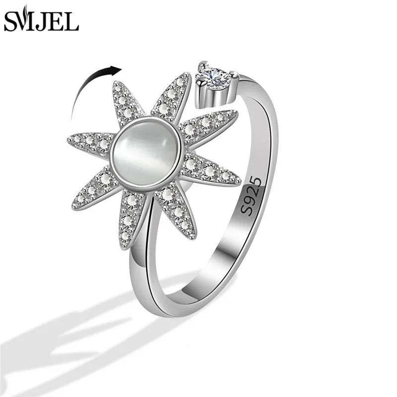 SMJEL Modischer Kirschblüten-Angstring, Fidget-Spinner-Ringe für Frauen, süße Katze, Biene, Hase, Schmetterling, drehbarer Ring, Hochzeitsgeschenk