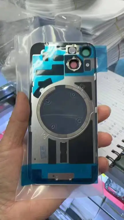 IPhone用リアガラス,リアドア用,鉄板付き修理,磁気金属リング,iPhone 15,15pro max,14plus,1個
