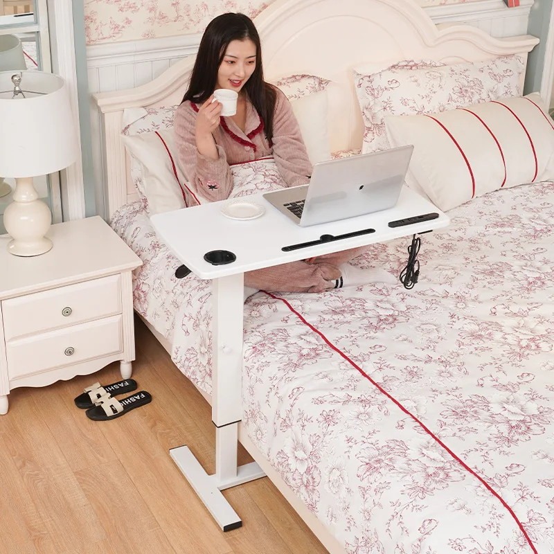 Adjustable Bedside Table with Wheels Foldable Laptop Desk Mobile Study Table for Small Spaces Bedroom Compact Computer Tables