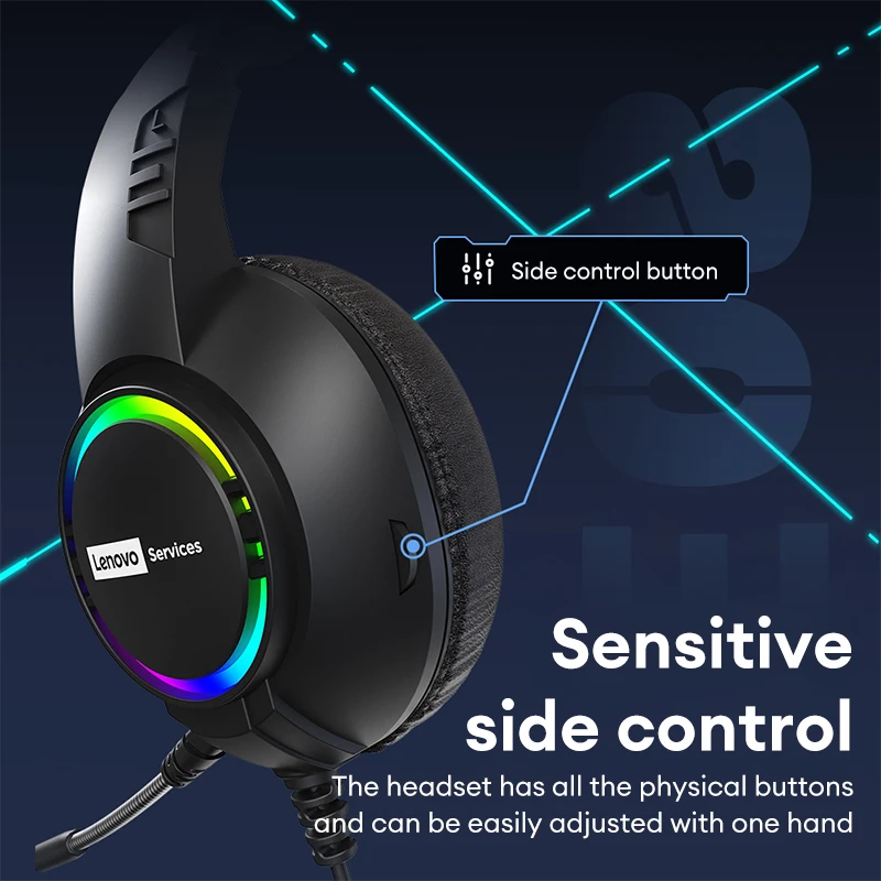 Lenovo E08 Esports Gaming Headset voor pc-laptops 7.1 Surround Sound 3,5 mm jack en USB-hoofdtelefoon Lage gamelatency Oordopjes Cadeau