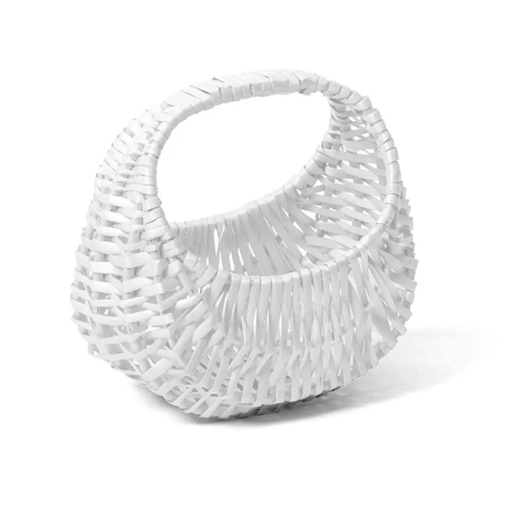 With Handle Flower Basket Willow Woven Hand-held Storage Basket Photography Props Handmade Storage Container Home Decoration