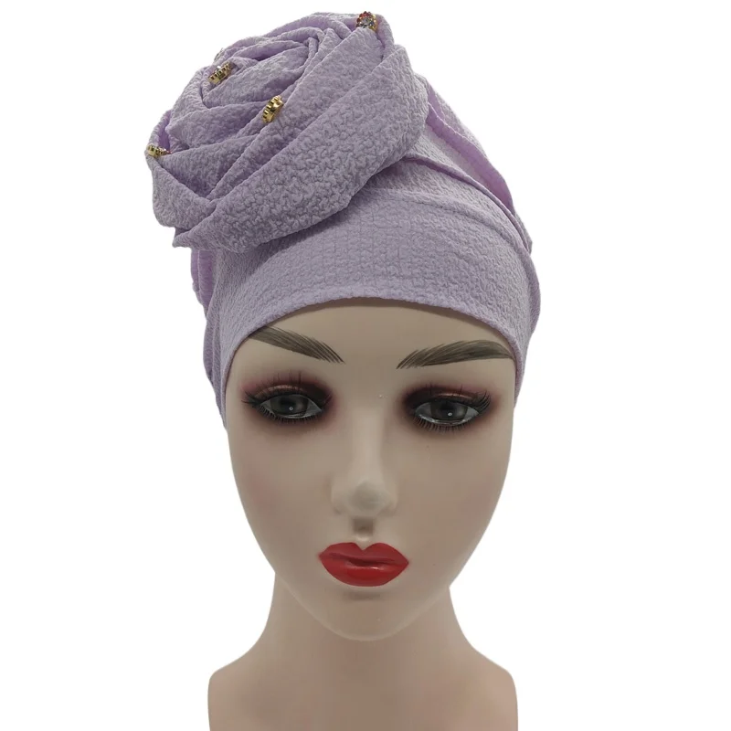 Donne eleganti cappello turbante fiore rosa elastico copricapo musulmano cofano testa femminile avvolge berretto signora perdita di capelli chemio Cap