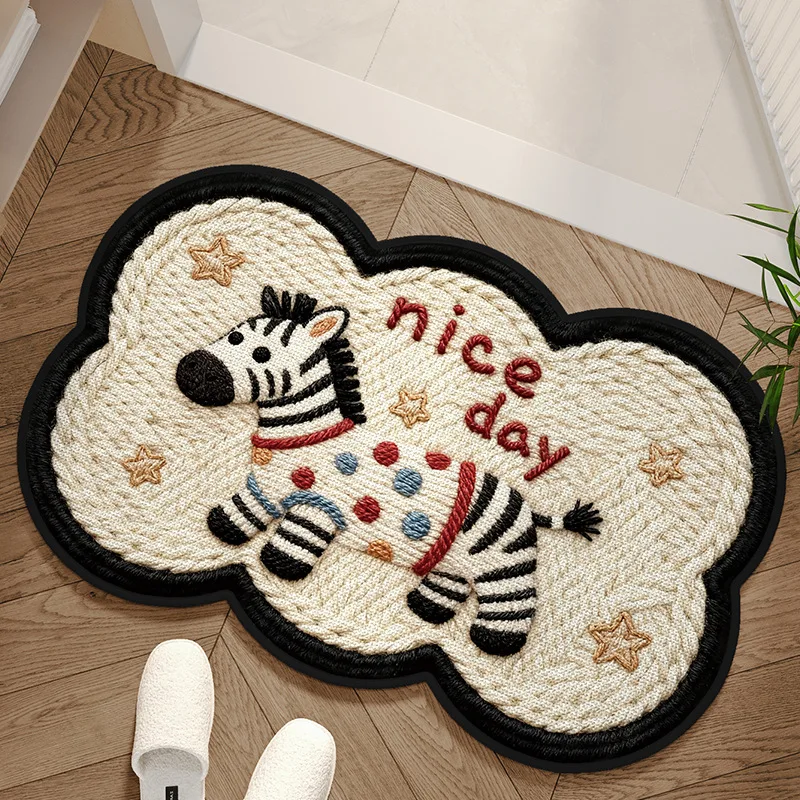 

Water-absorbing and Oil-absorbing Linen Kitchen Mats Floor Mat Anti-slip Anti-fall Rug Entry Doormat Foot Pad cartoon pattern