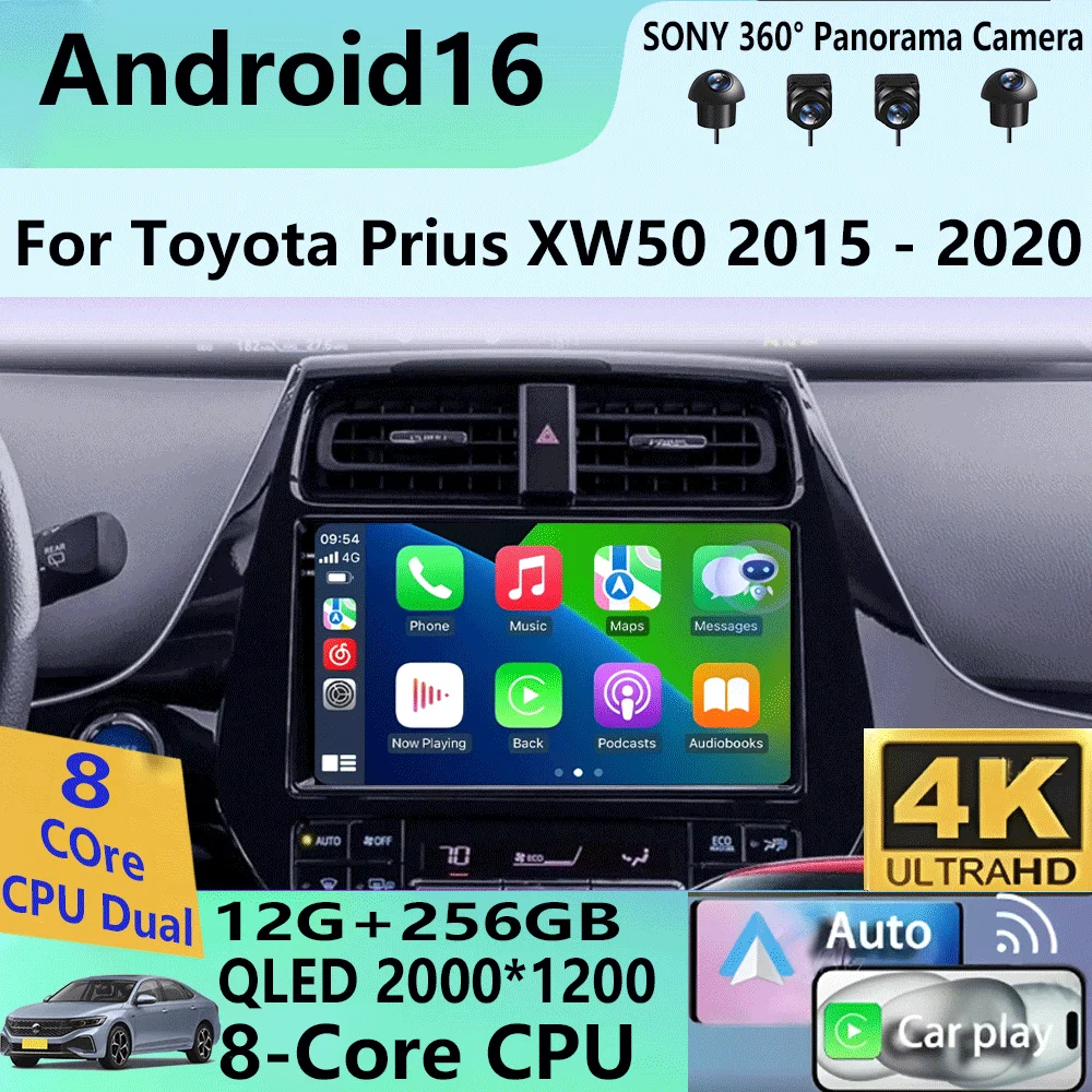 Android 16 For Toyota Prius XW50 2015 2016 2017 2018 2019 2020 Car Radio GPS Carplay Multimedia Player Navigation Stereo Auto BT