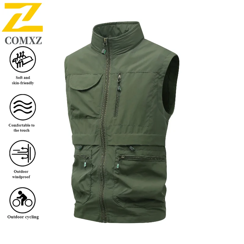 

Men's Vest Summer New Multi Pocket Loose Breathable Functional Workwear Shoulder Jacket Outdoor Casual Fishing Photography Vest