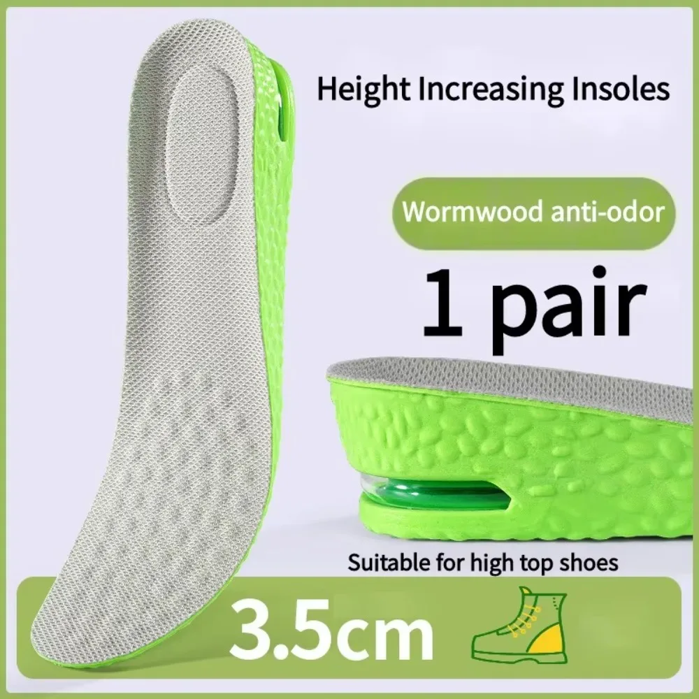 1Pair Unisex Air Cushion Height Increase Insoles Breathable for Sports Shoes Shock Absorbing Insole Sweat and Anti-Odour