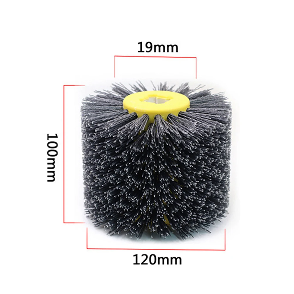 1 pcs 120*100*19mm Nylon Abrasive Wire Drum Polishing Wheel Electric Brush for Woodworking Metalworking