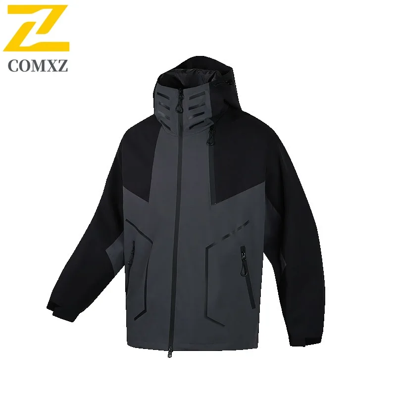 

COMXZ 2025 Men New Windbreaker Patchwork Windproof Waterproof Breathable Durable Trend All-Match Thin Hooded Outdoor Jacket Coat