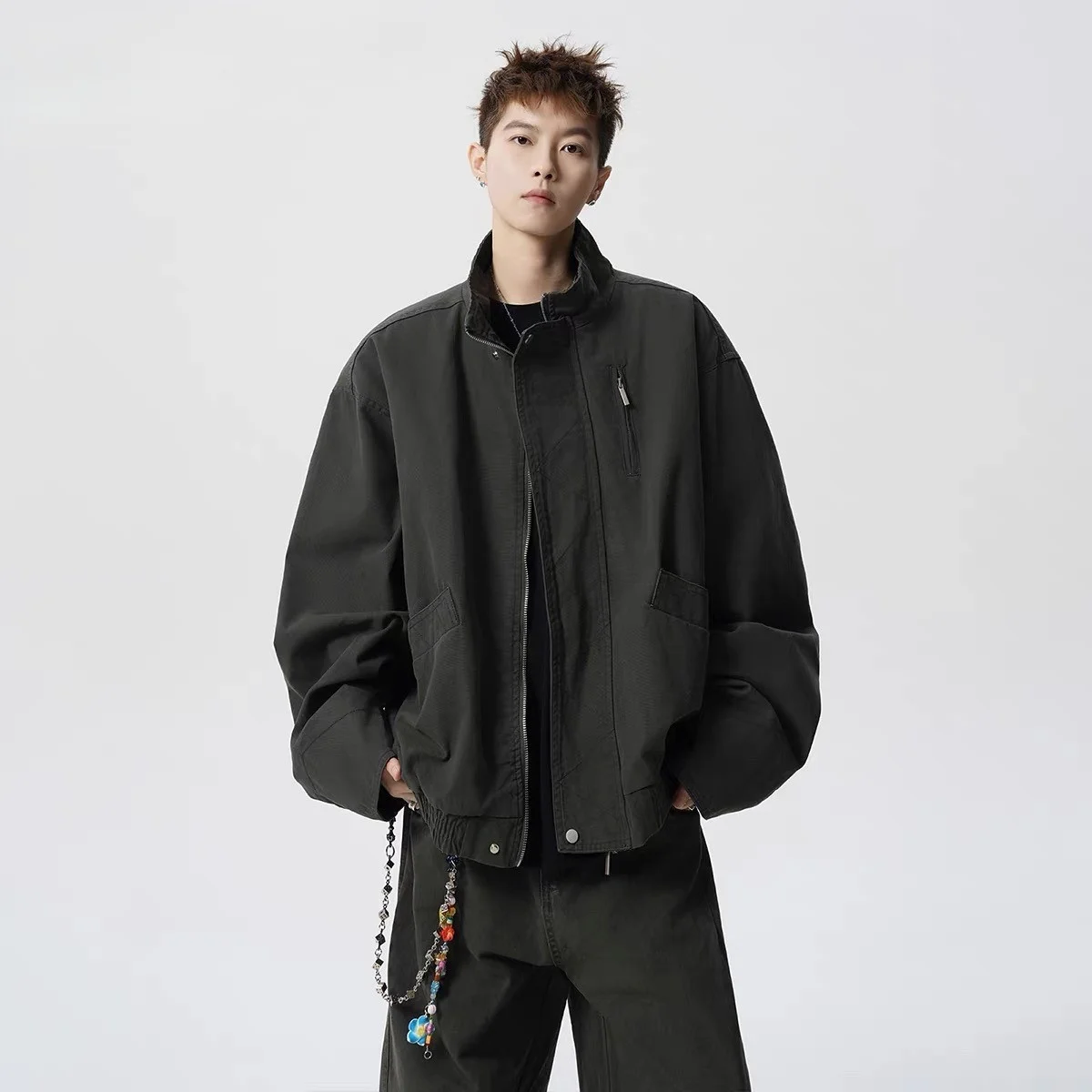 

Мужская куртка оверсайз с вышивкой, утепленная, с мехом, модная, для активного отдыха, в стиле авиатор, для кемпинга, вестерн, плюшевая, летняя