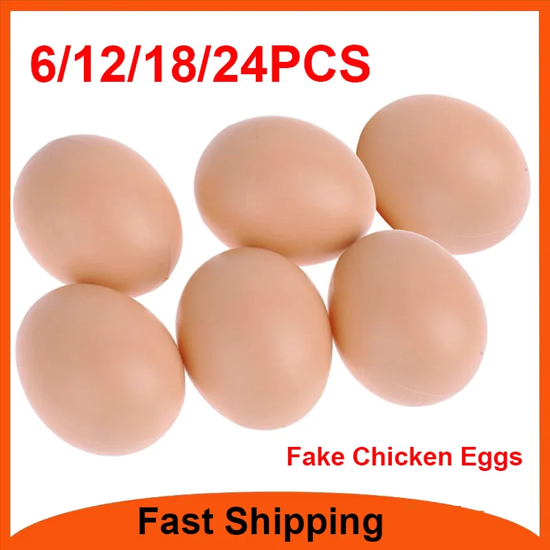 24-6PCS Fake Chicken Eggs Poultry Layer Coop Hatching Simulation Graffiti Eggs Dummy Egg Hen Poultry Chicken Prank Plastic Eggs