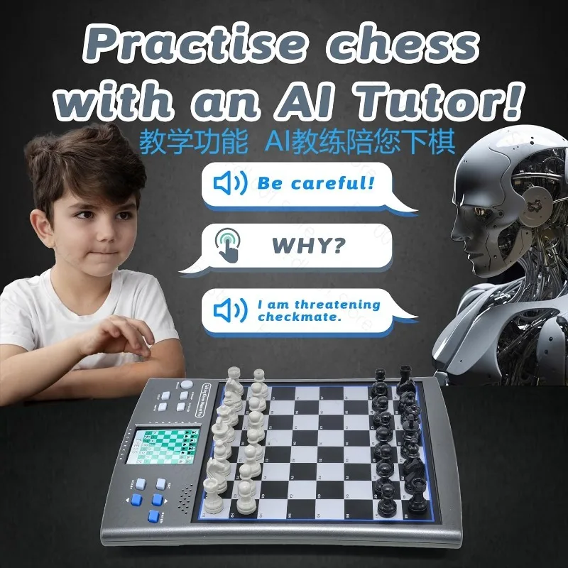 Smart Learning Electronic Chess Board Two‑Player Versus 14‑In‑1 Chess Toy English & German Version