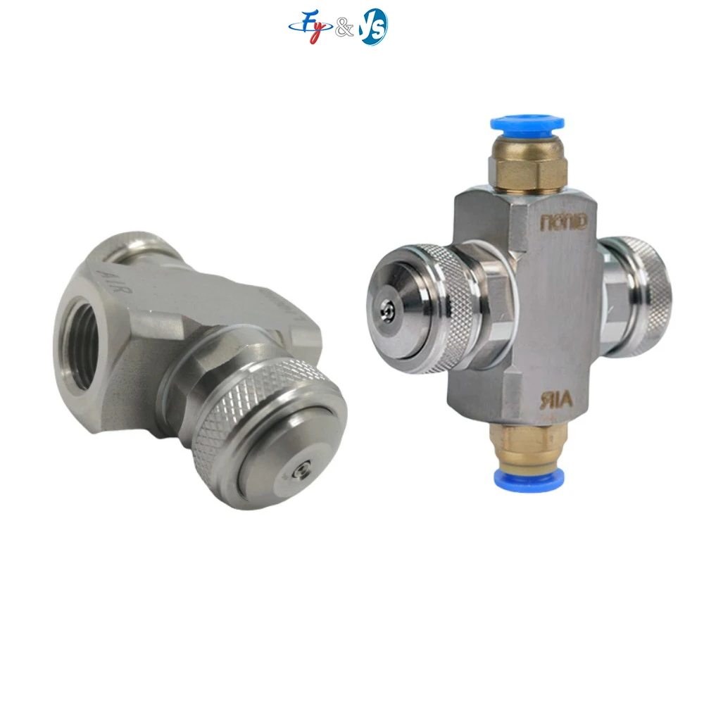 Double-head Air Atomizing Nozzle Siphon Pneumatic Fine Mist Nozzle Water Air Two Fluid Mixing Cone Spray Nozzle