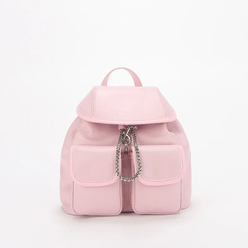 A Niche Instagram Style Versatile Backpack Fashionable Leisure Travel Backpack Top Layer Cowhide Backpack for Women