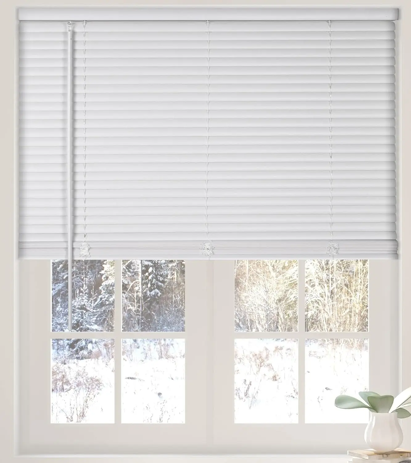 

Interiors Cordless White 1” Light Filtering Mini Blinds 70.5” W x 60” H Window for Home, Vinyl Blinds, Shades & Shutters