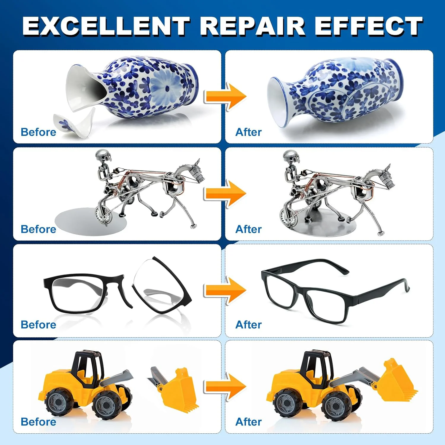 20g/Stück einzeln verpackt 401 Super Glue Leistungsstarker Sofort-Universalklebstoff, Cyanacrylat-Klebstoff für alle Fälle Schnelltrocknende Klebegeräte, Oberflächenunempfindlich