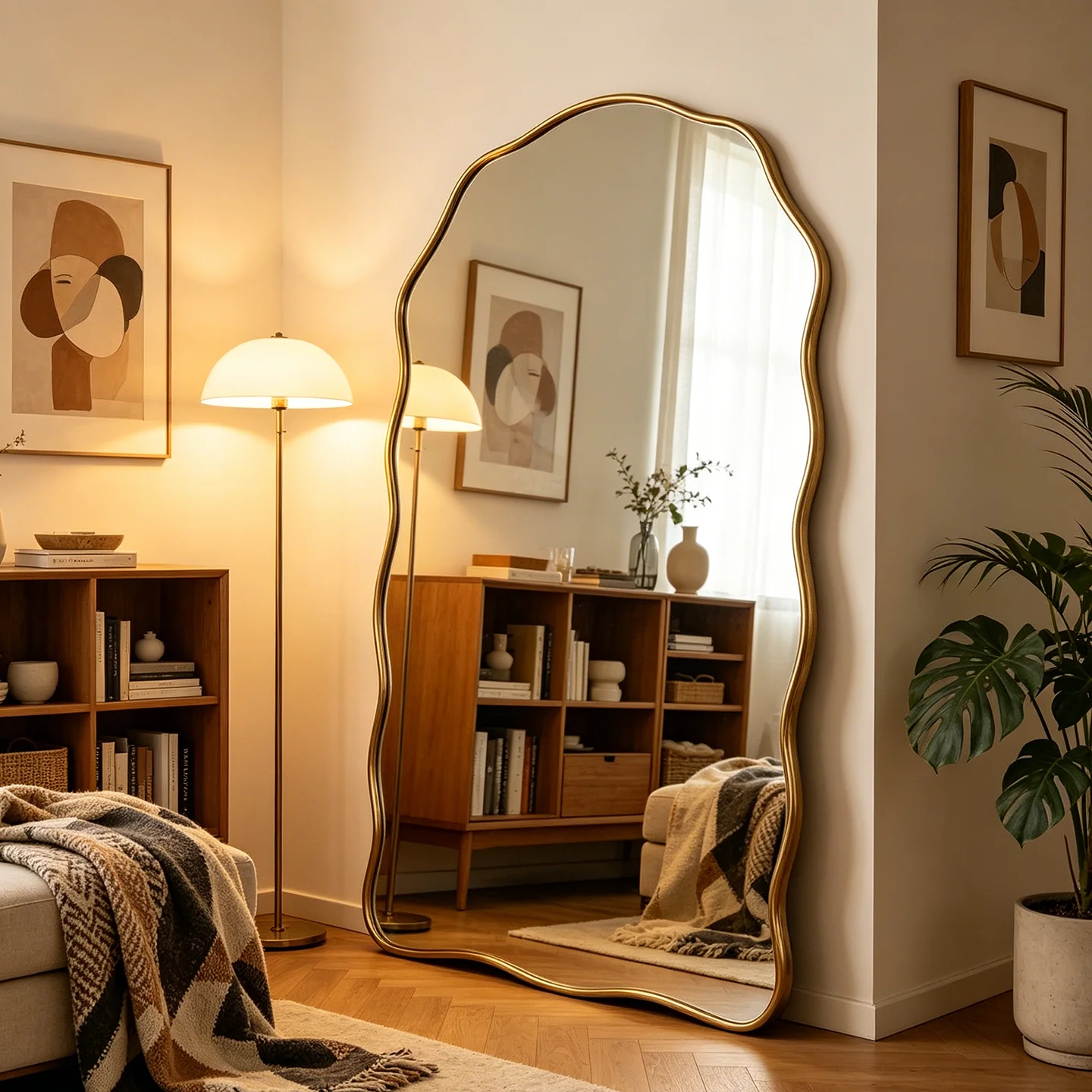 French retro full-length mirror wall-mounted American home full-length mirror European custom high-end floor mirror