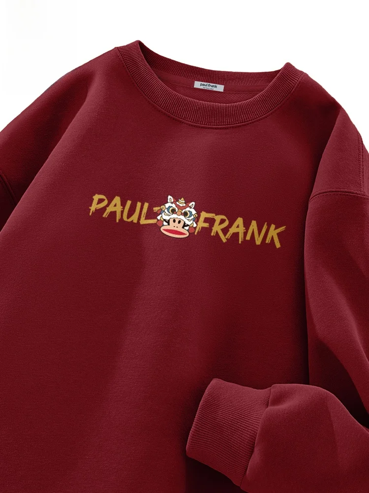 

Winter Fce Lined Hoodie Red Luy Year Couple ex Sweatirt Casual Warm round Ne Long Sve T-irt