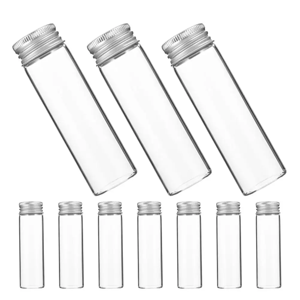 

10pcs Glass Aluminum Cap Clear Glass Bottles Empty Mini Jars for Perfume Sample Vial Storage Small Container