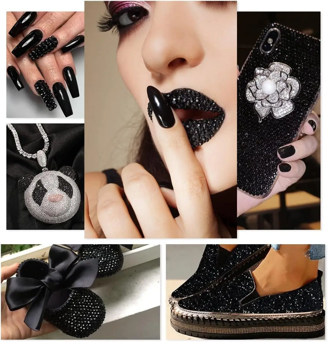 2-6mm 3-Farbige Schwarze Weiße Klare AB Jelly Resin Strass für Dekorative Bastelarbeiten Nägel Gesicht Augen Make-up Becher Flaschen Handwerk – Detail 6