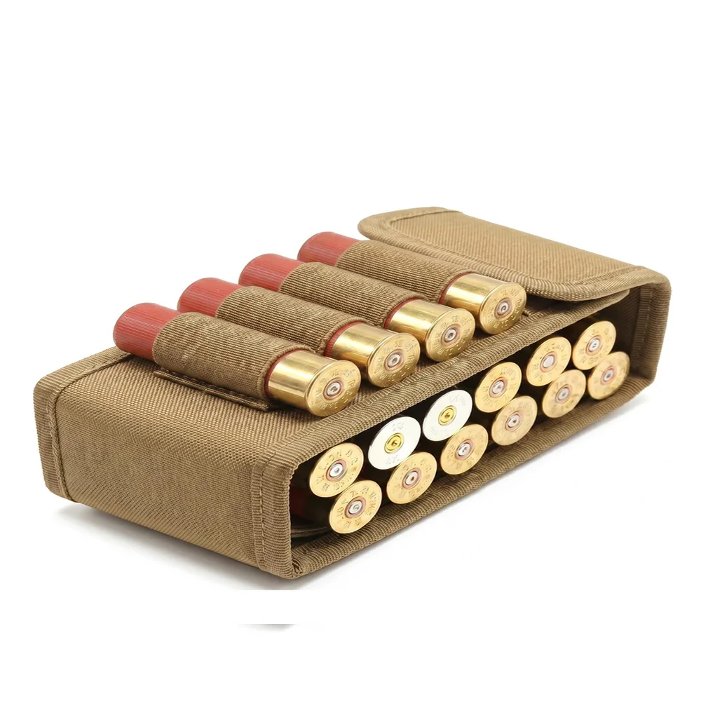 Tactical 16‑Round Shotgun Shell Holder Pouch,  Molle Compatible Ammo Storage Pouch for Hunting Shooting Outdoor Gun Accessories