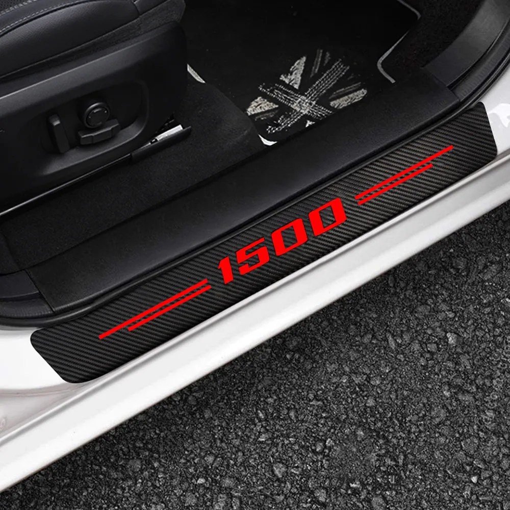 4PCS Carbon Fiber Car Door Sill Protector Stickers Threshold Decals for Dodge RAM SRT 1500 Avenger Journey Challenger Charger view 5