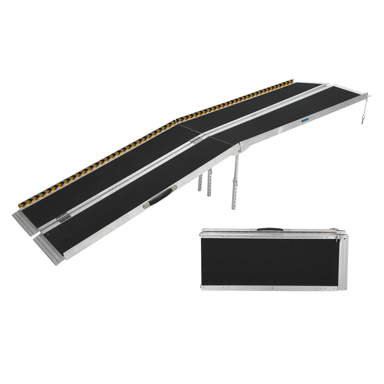 10 FT Portable Wheelchair Ramp for Home Step, Aluminum Handicap Ramp with Support Legs,Non-Skid Surface and Reflective