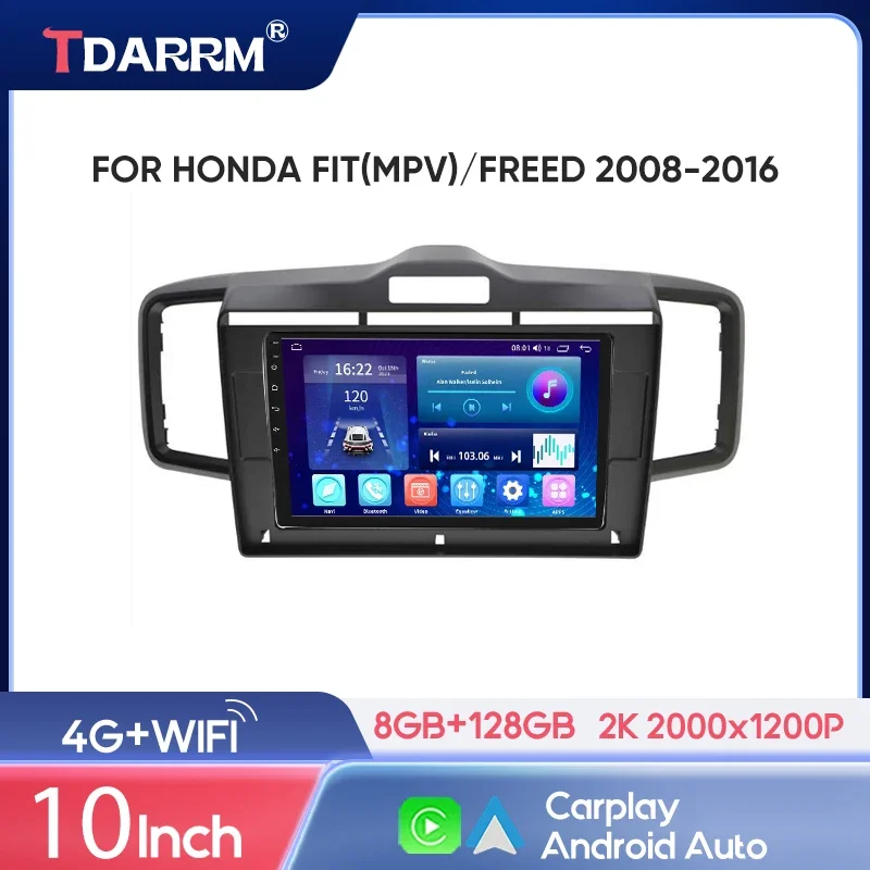 

For HONDA FIT(MPV)/FREED Matten Black 2008-2016 Android 12.0 Car Radio Multimedia Video Player GPS Navigation 4G