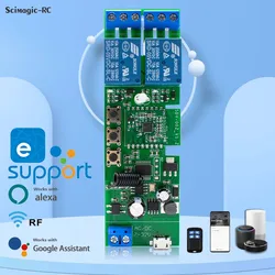 EWELINK 220V 12V 24V Wifi Smart Inching Switch 2 Channel Relay Module RF 433 Remote Control Work with Alexa Google Home