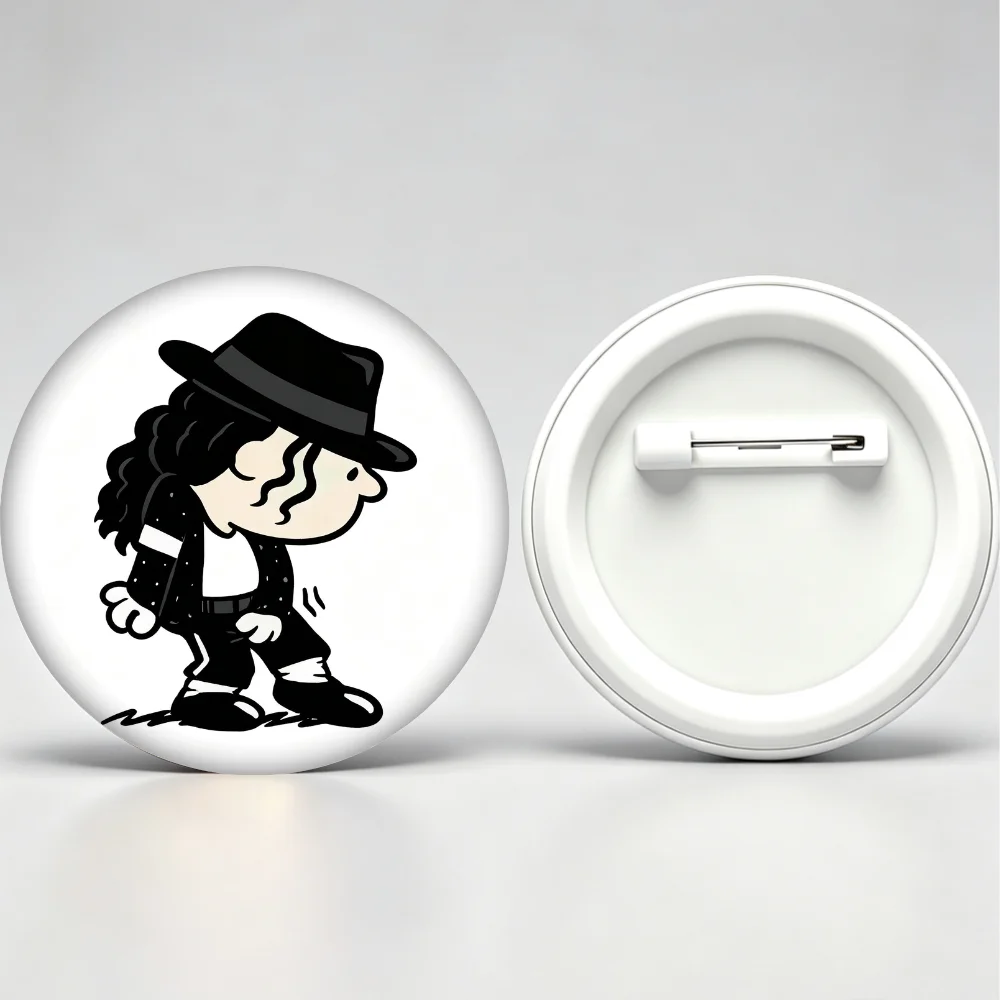Handmade Creative Brooch Pin 32mm 44mm 58mm Tinplate Badge, Michael Jackson Cartoon Lapel Pin, Clothing Gift Accessory