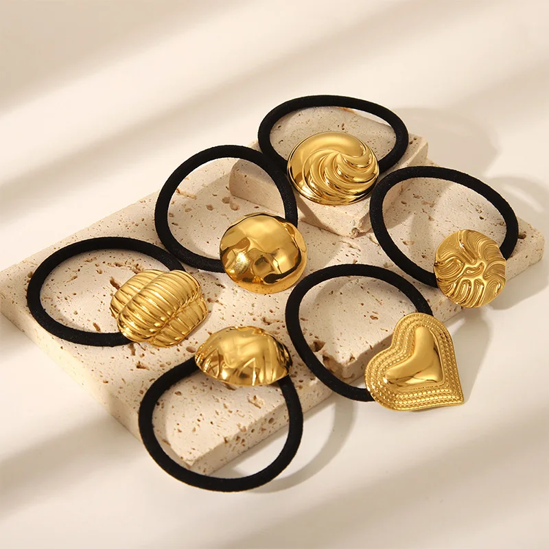 

Withyoo| New Stainless Steel High Quality Gold Hairband Elastic Scrunchies Metal Ropes Ponytail Hair Pin Korean Fashion 2025