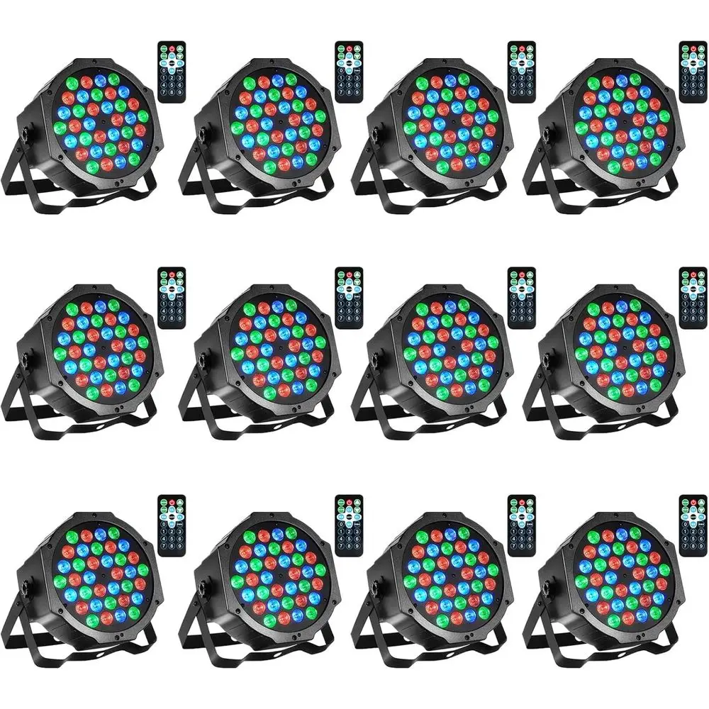 

LUNSY Dj Lights, 12 Pack 36 LED Par Lights Stage Lights with Sound ted Remote Control & DMX Control, Stage Lighting Uplights or
