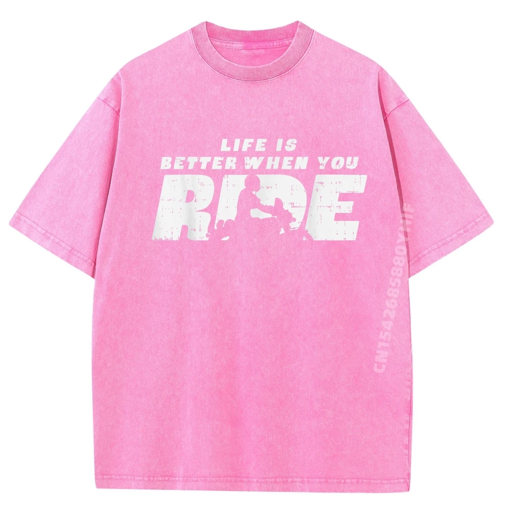 

Biker Life Is Better When Summer Lovers Day Premium Cotton Oversized Mens Tees Tee-Shirts Retro Washed Discount T Shirt