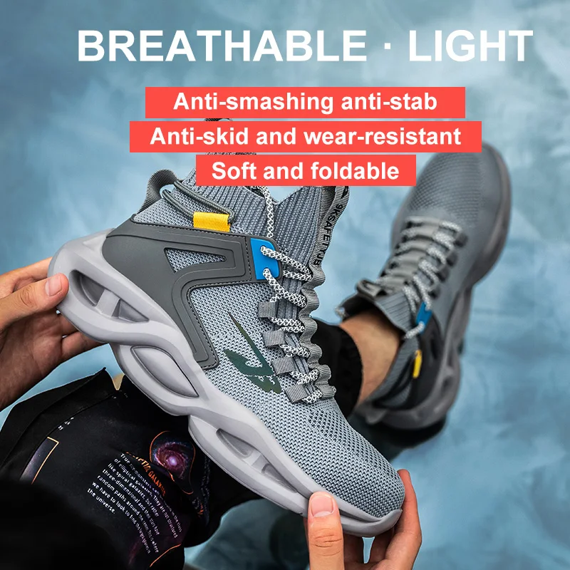 2022 Men Safety Shoes with Metal Toe Indestructible Ryder Shoe Work Boots with Steel Toe Waterproof Breathable Sneakers Work Sho