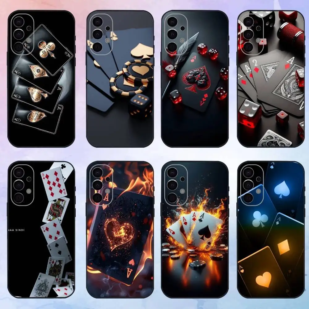 

cool Poker Phone Case For Samsung S25,S24,S23,S22,S21,S20,Soft Silicone Black Cover