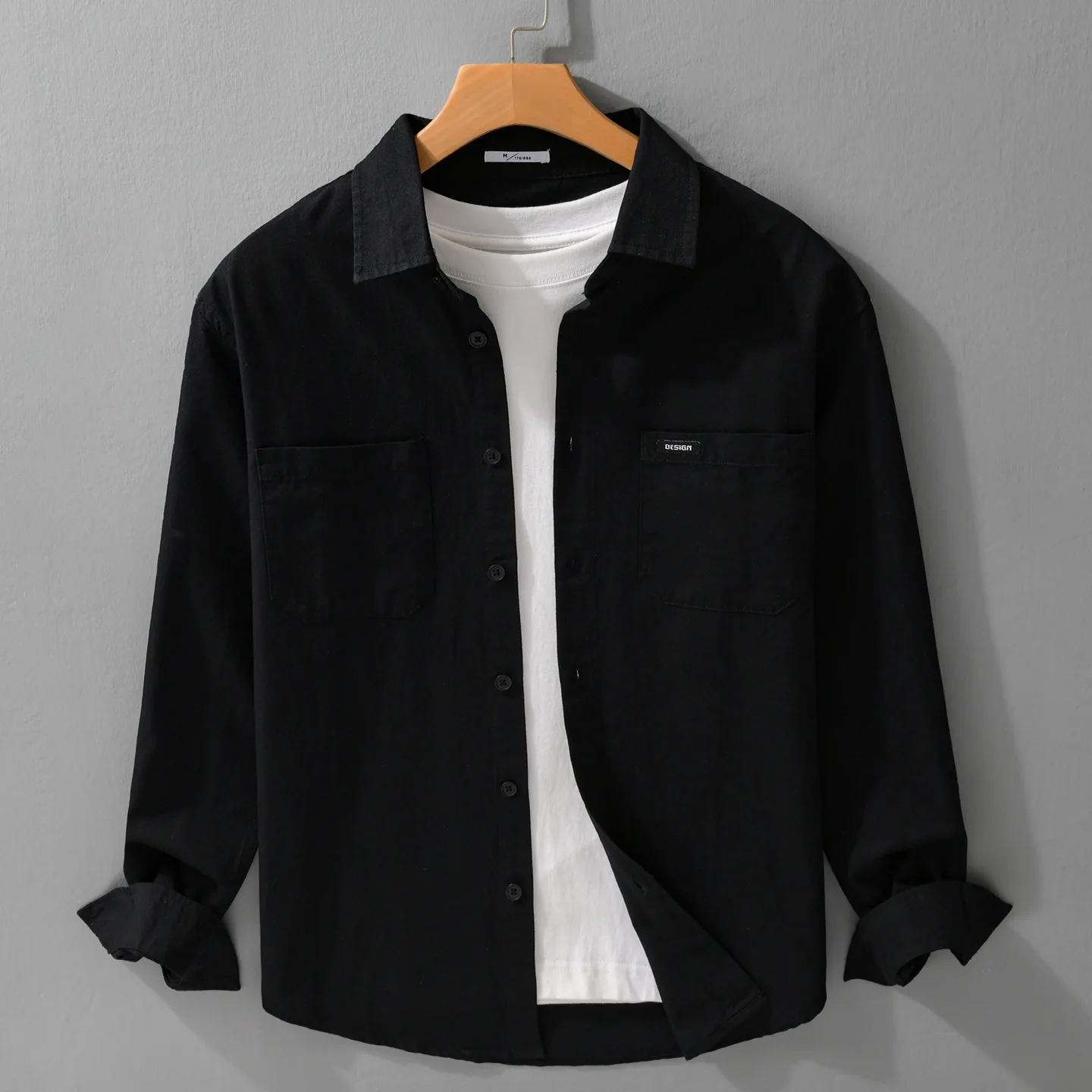 男性香港スタイルトレンディスタイリッシュシンプル無地長袖シャツ男性多用途ジャケットカジュアル綿 100% シャツトップクロス